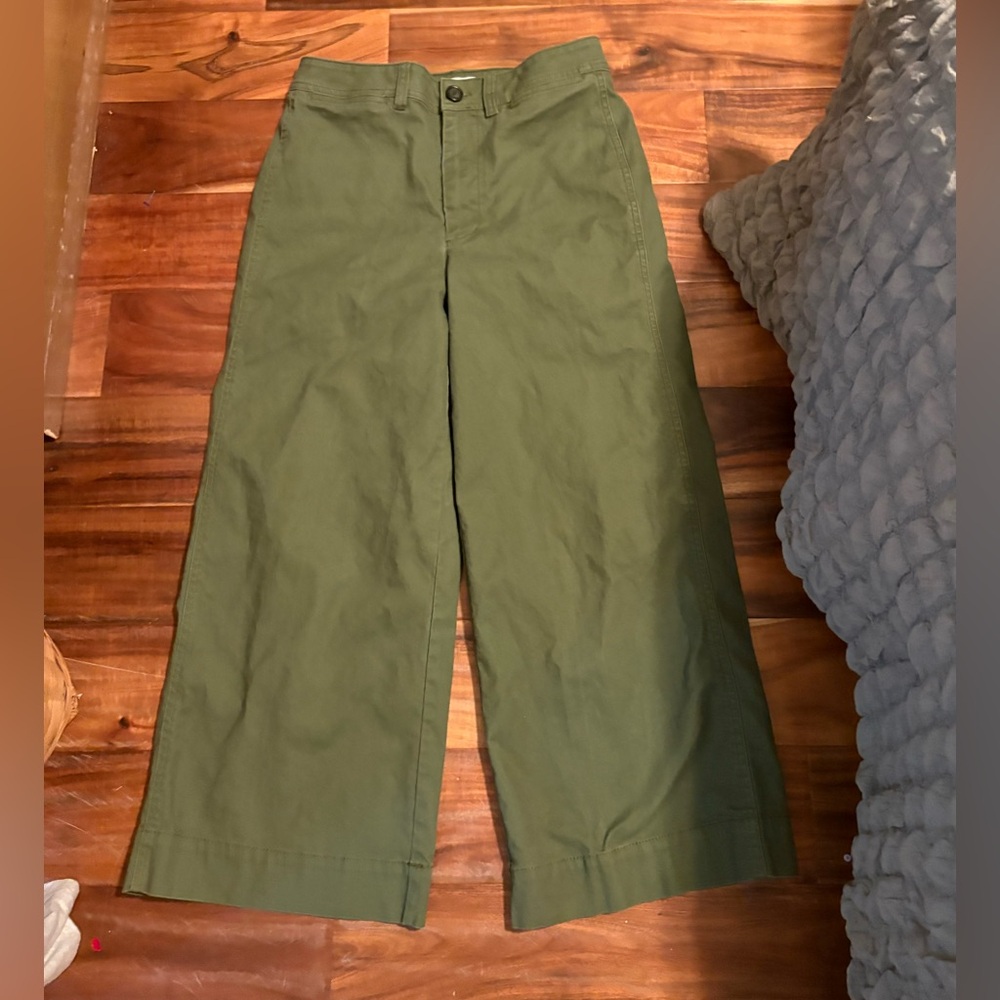 Madewell Olive Utility Wide-Leg Trousers